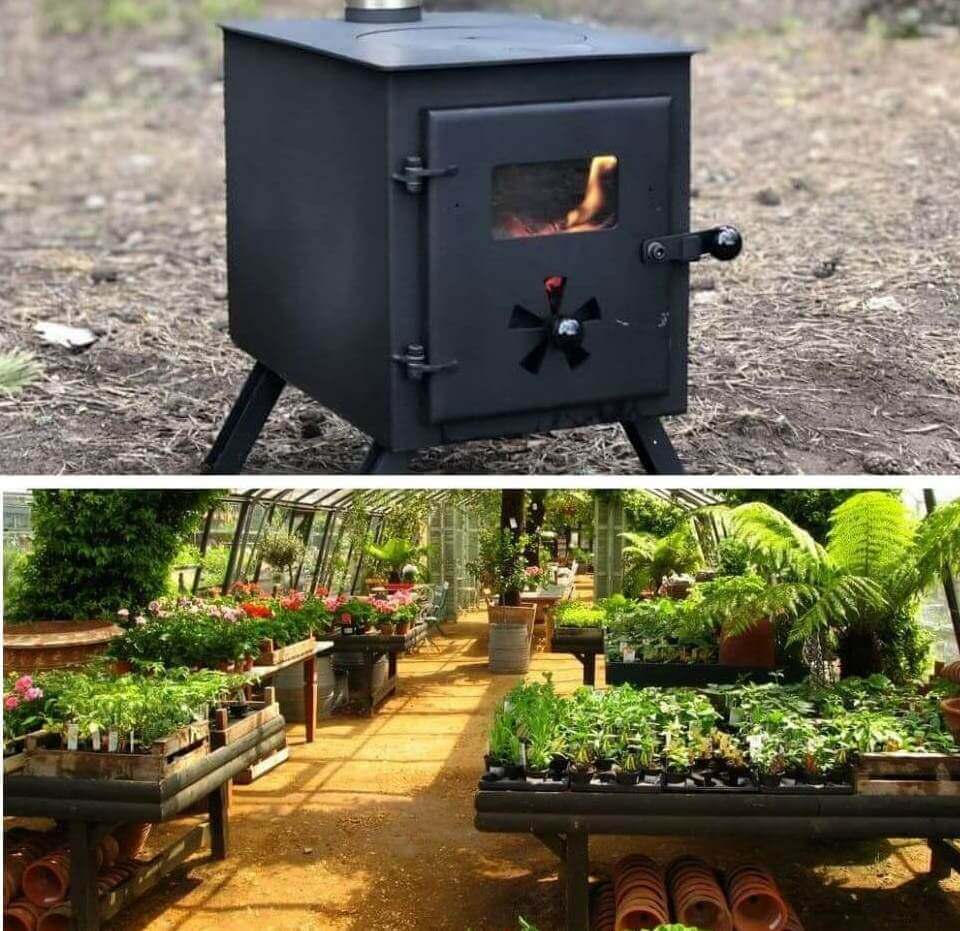 Wood stove for greenhouse